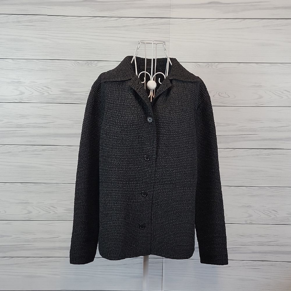 Tania Vintage Crinkled Shirt Jacket - Black Womens Size L